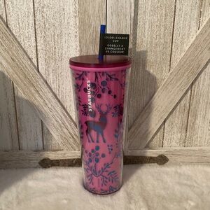 Starbucks 2022 Holiday Pink Woodland Color Changing Venti Tumbler